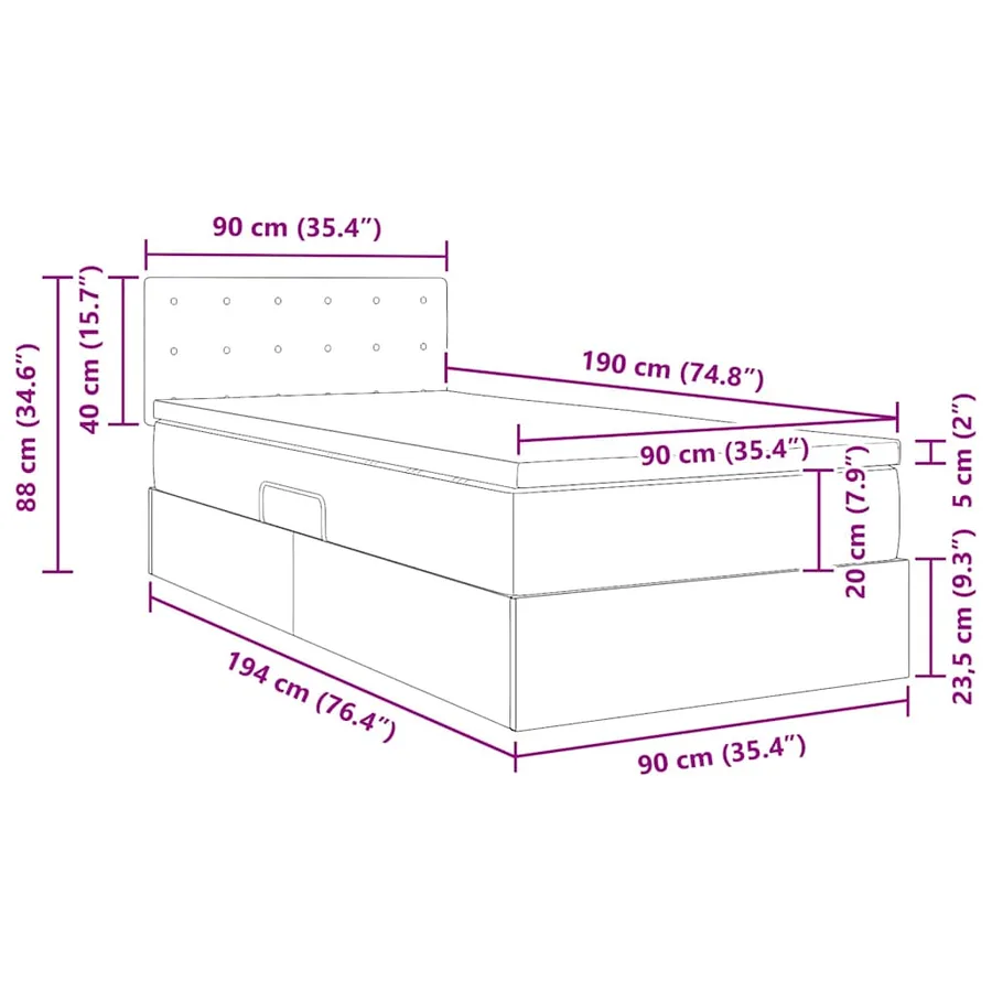 Lit avec rangement et LED Noir 90 x 190 cm Cuir synthétique - 17