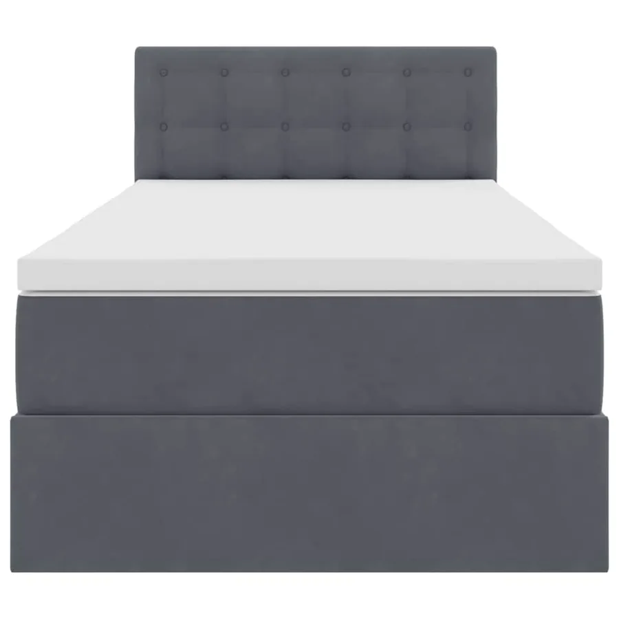 Lit de Rangement avec matelas Gris foncé 90 x 190 cm Velours - 7