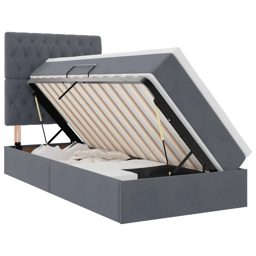 Lit de rangement LED avec matelas Gris foncé 90 x 190 cm - 2