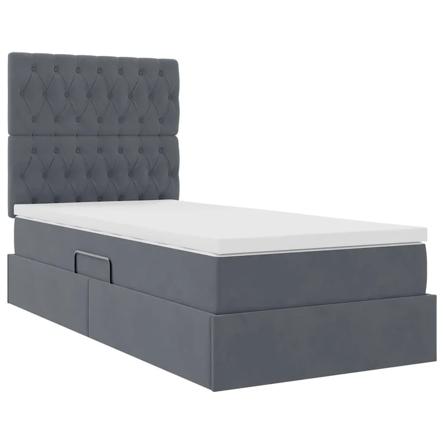 Lit de rangement LED avec matelas Gris foncé 90 x 190 cm - 6