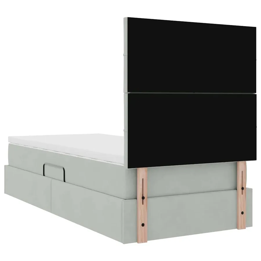 Lit avec rangement et matelas Gris clair 90 x 200 cm Velours - 11