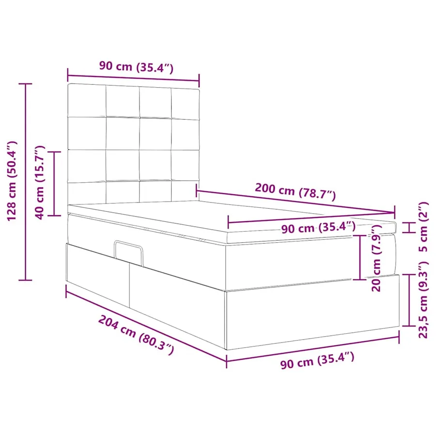Lit avec rangement et matelas Gris clair 90 x 200 cm Velours - 15