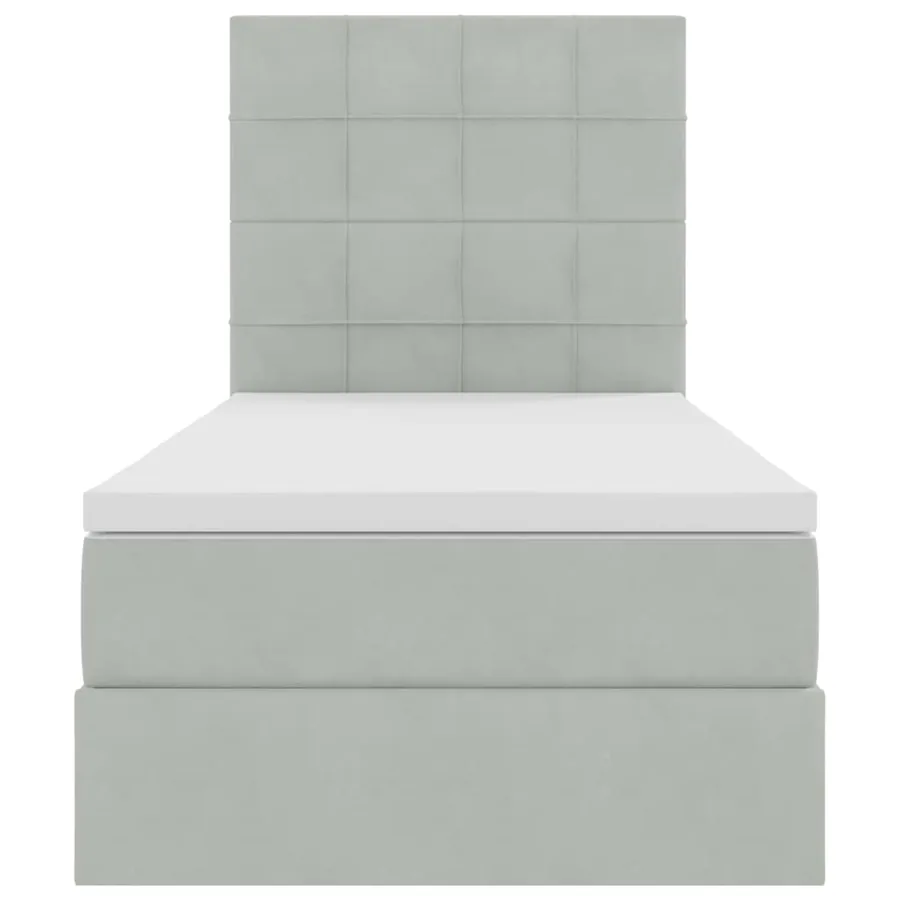 Lit avec rangement et matelas Gris clair 90 x 200 cm Velours - 7