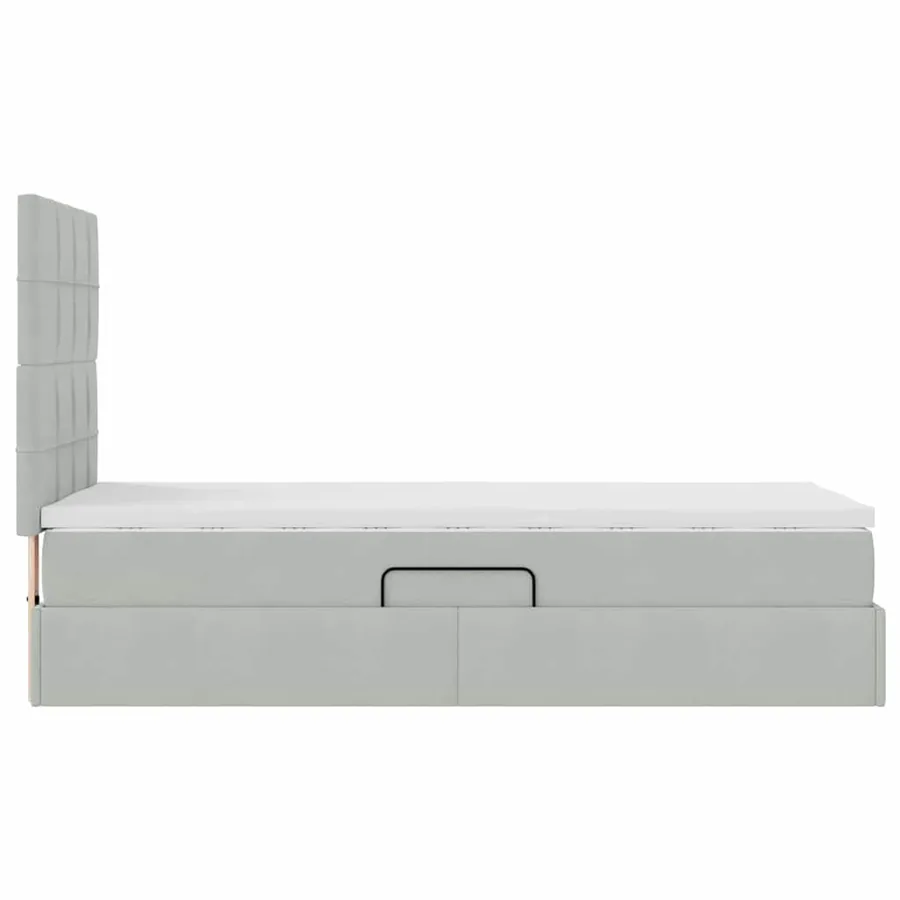 Lit avec rangement et matelas Gris clair 90 x 200 cm Velours - 8