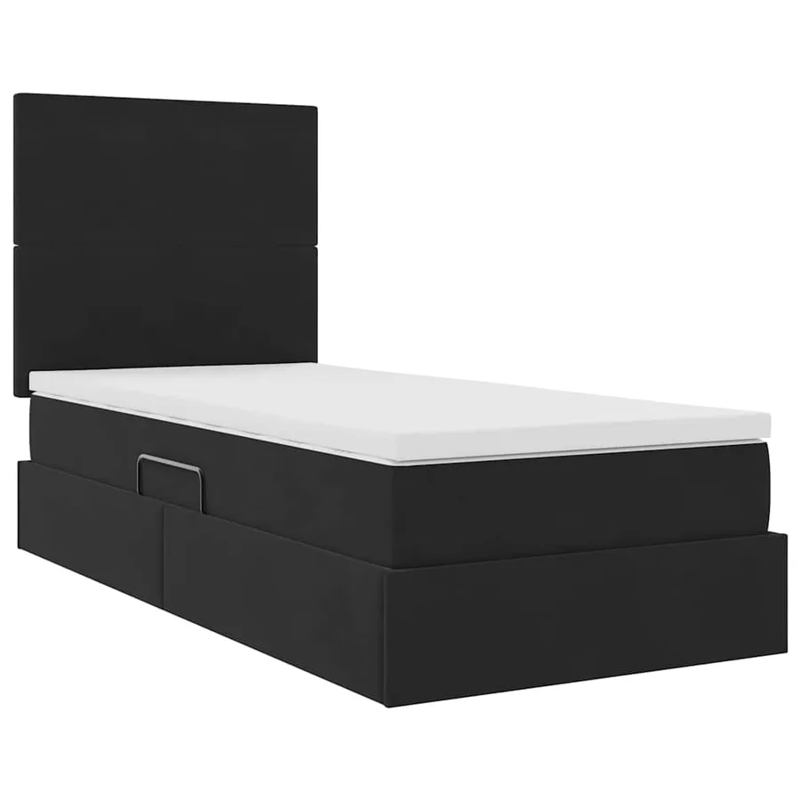 Lit avec rangement et matelas Noir 90 x 200 cm Velours - 5
