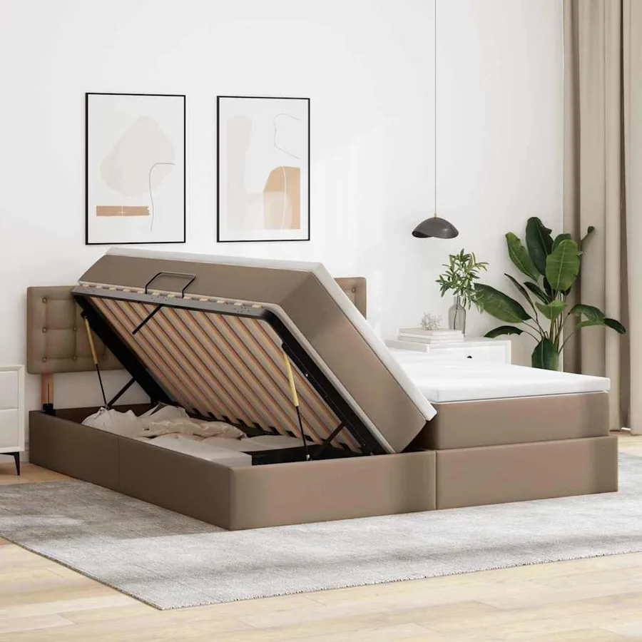 Lit de Rangement Cappuccino 180 x 200 cm Cuir synthétique - 4