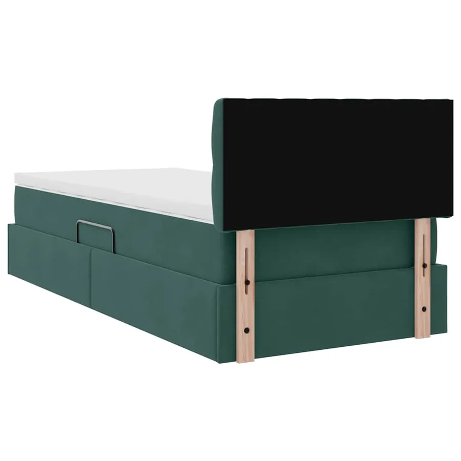 Lit de Rangement avec matelas Vert foncé 90 x 200 cm Velours - 11