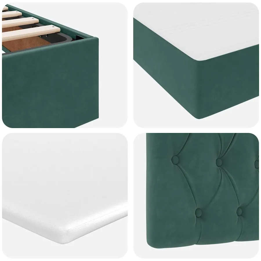 Lit de Rangement avec matelas Vert foncé 90 x 200 cm Velours - 12