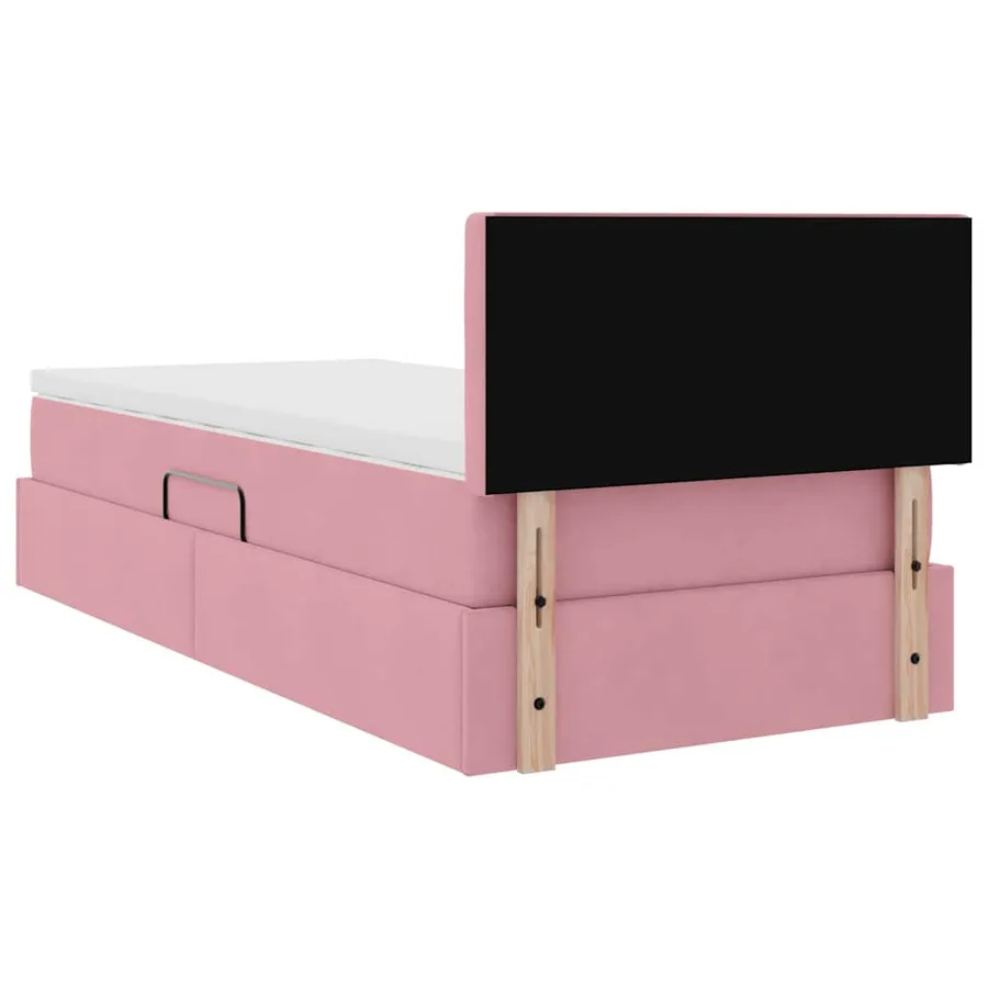 Lit de Rangement avec matelas Rose 90 x 190 cm Velours - 11
