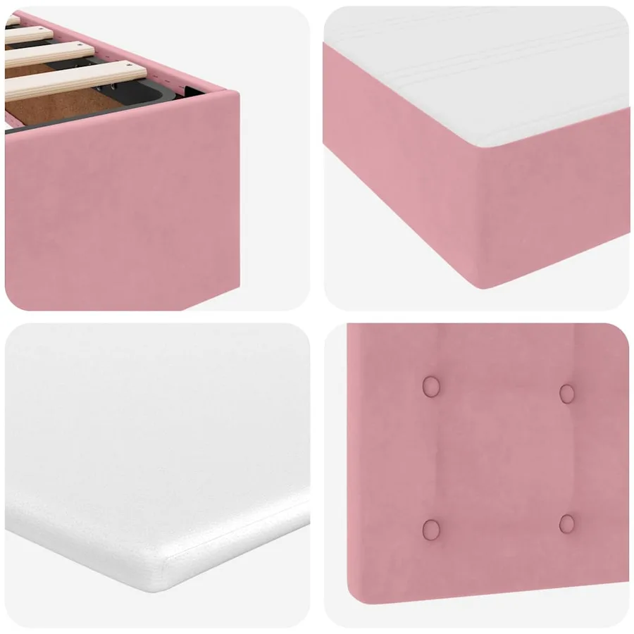 Lit de Rangement avec matelas Rose 90 x 190 cm Velours - 12
