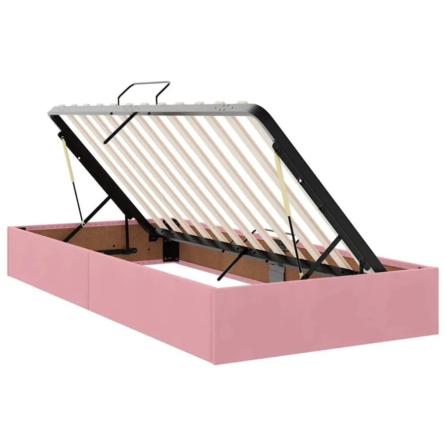 Lit de Rangement avec matelas Rose 90 x 190 cm Velours - 6