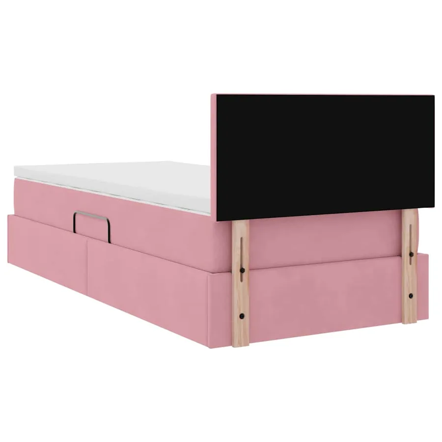 Lit de Rangement avec matelas Rose 90 x 190 cm Velours - 11