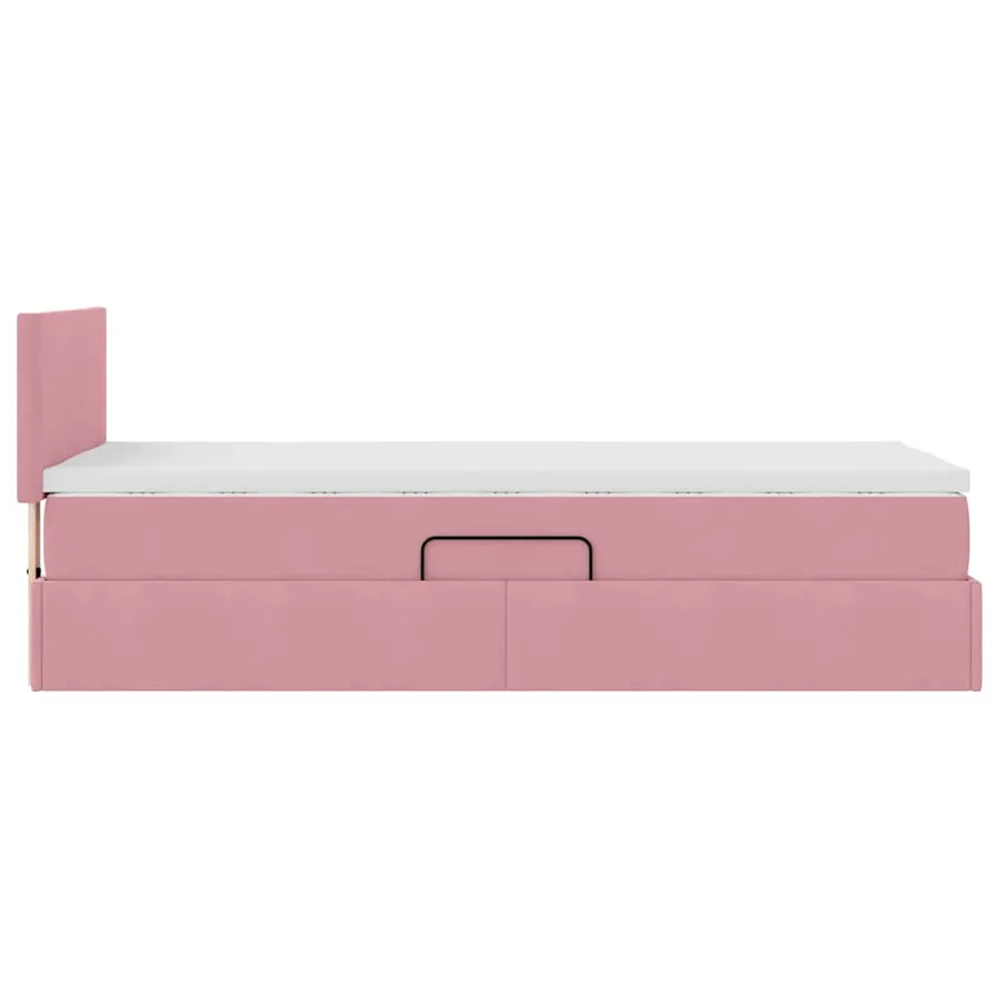 Lit de Rangement avec matelas Rose 90 x 190 cm Velours - 8