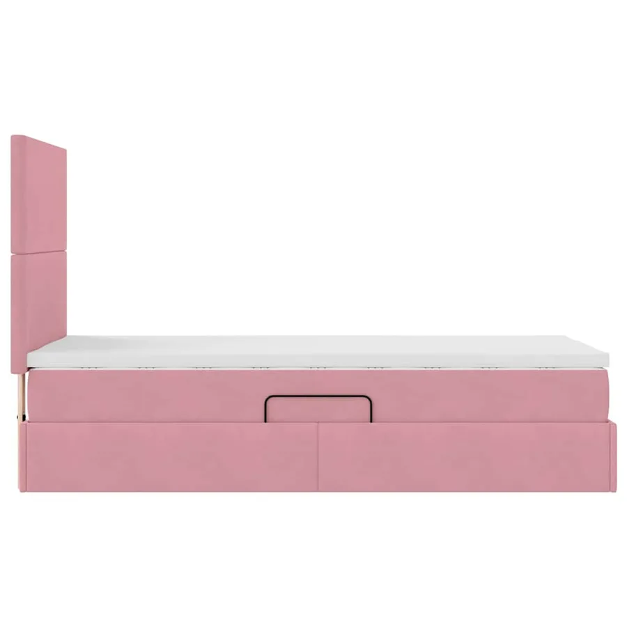 Lit de rangement LED avec matelas Rose 90 x 190 cm Velours - 11