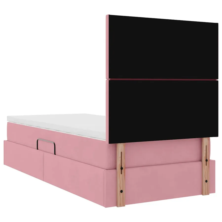 Lit de rangement LED avec matelas Rose 90 x 190 cm Velours - 12