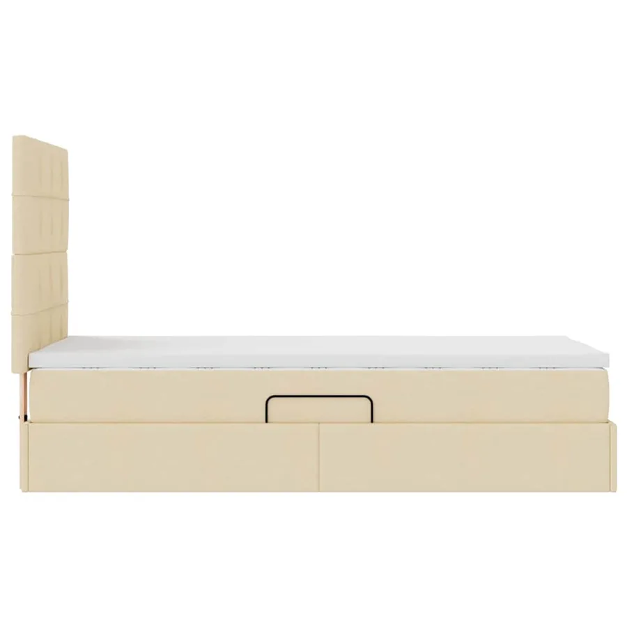 Lit avec rangement et matelas Crème 90 x 190 cm tissu - 10