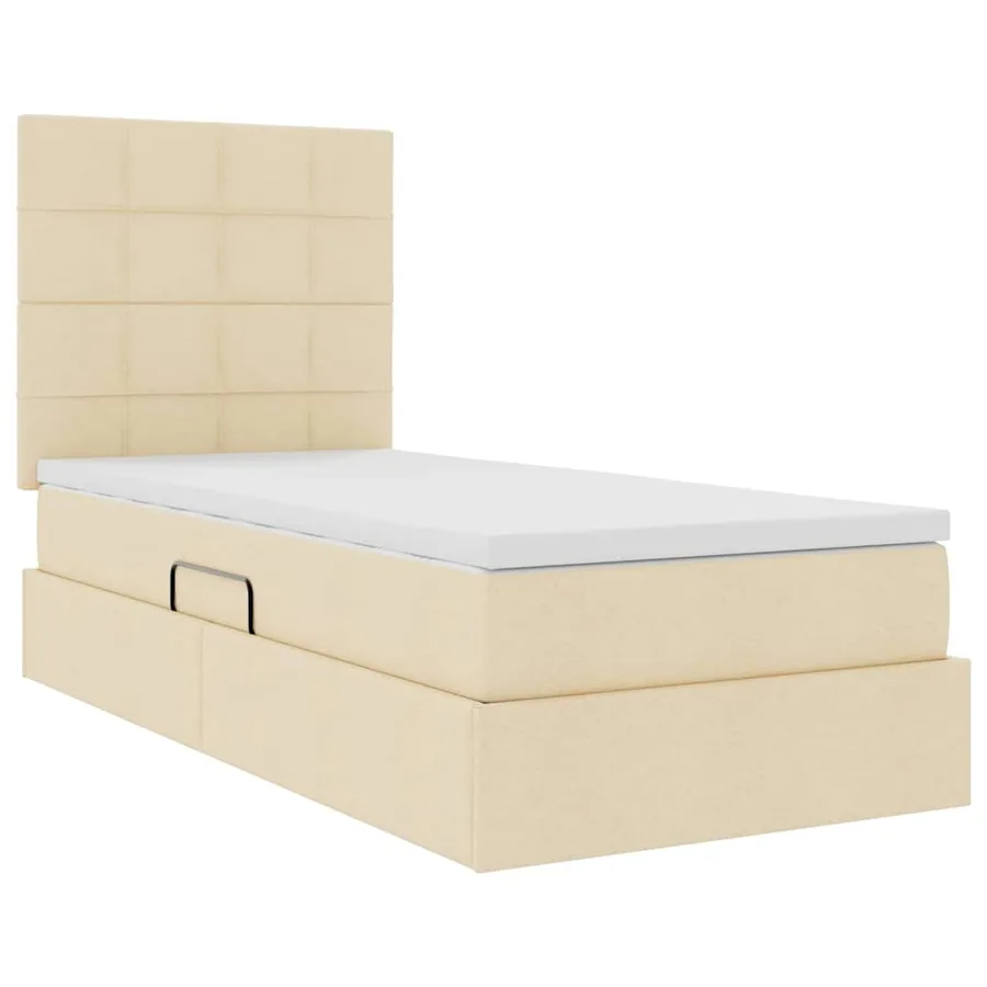 Lit avec rangement et matelas Crème 90 x 190 cm tissu - 5