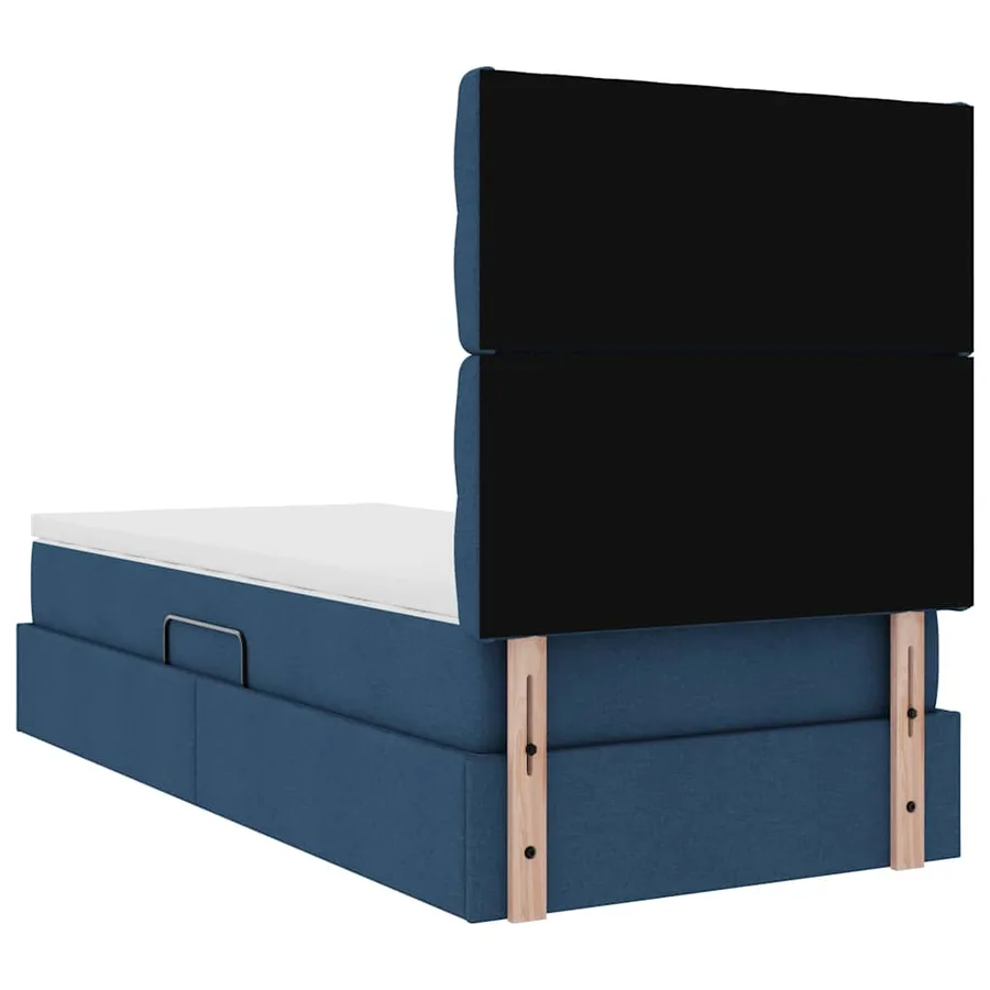 Lit avec rangement et matelas Bleu 90 x 190 cm tissu - 11