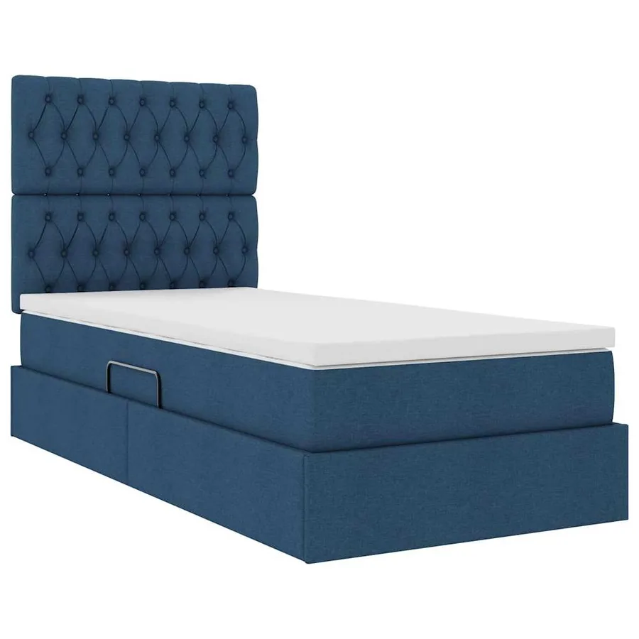 Lit avec rangement et matelas Bleu 90 x 190 cm tissu - 5