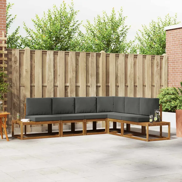 Ensemble de canapés d'extérieur 6 Pièce Naturel et Anthracite