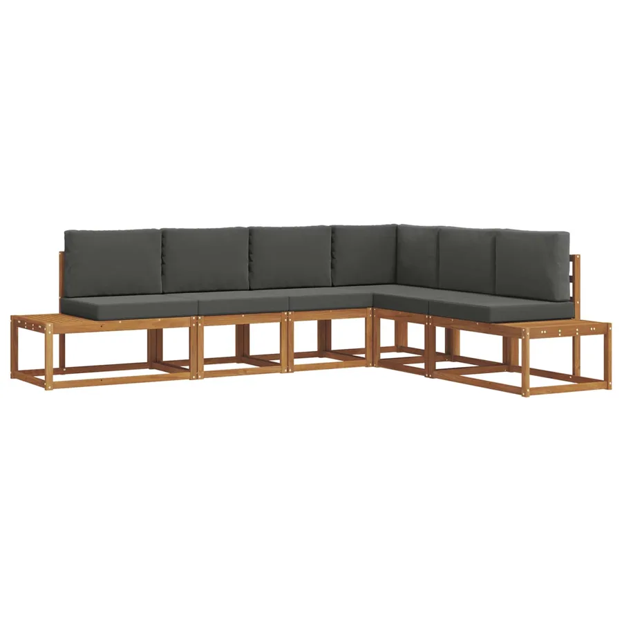 Ensemble de canapés d'extérieur 6 Pièce Naturel et Anthracite - 2
