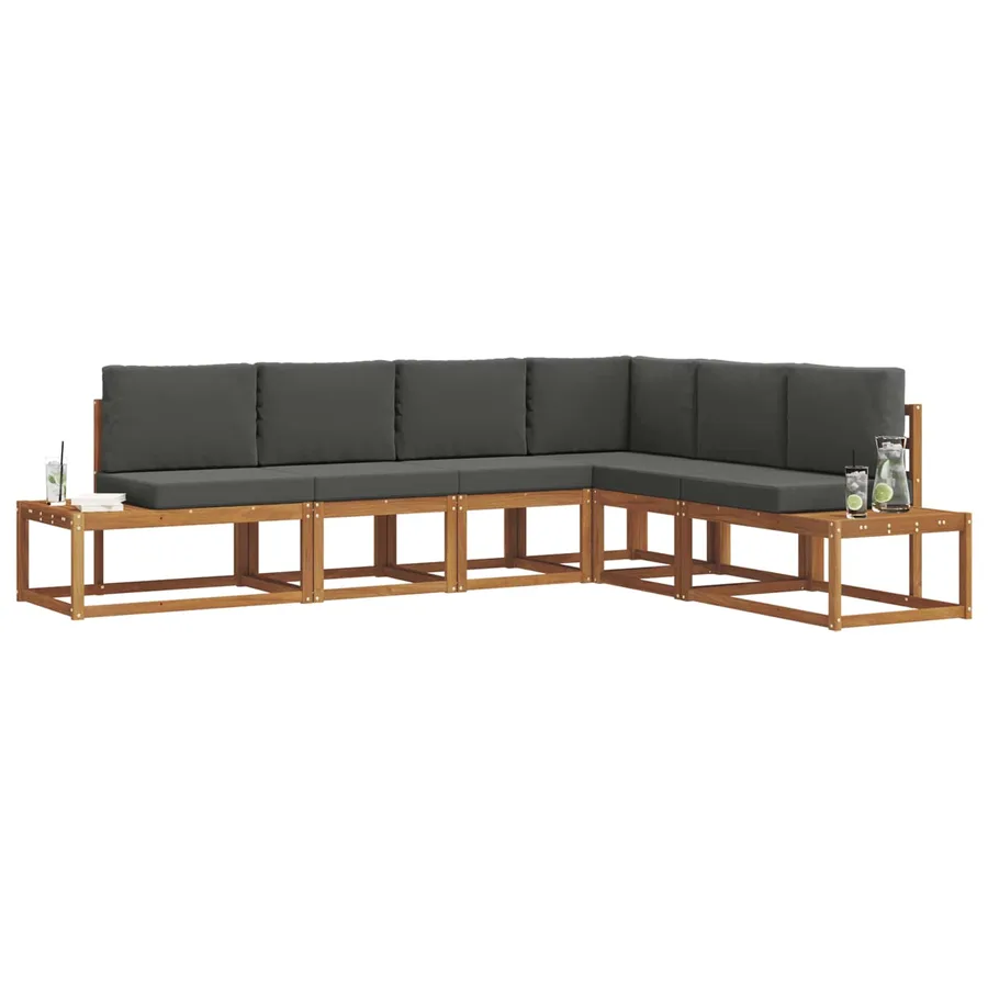 Ensemble de canapés d'extérieur 6 Pièce Naturel et Anthracite - 3