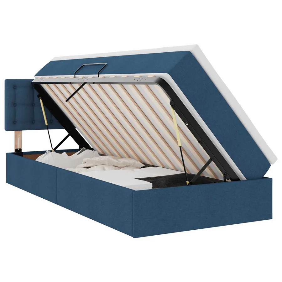 Lit avec rangement et matelas avec tête de lit Bleu 90 x 190 cm - 2