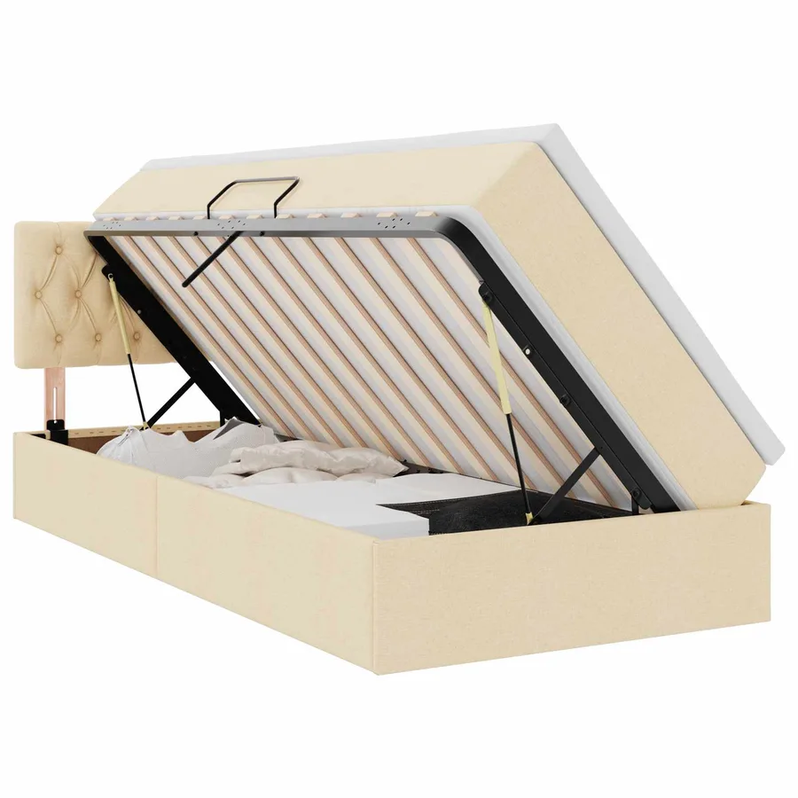 Lit avec rangement et matelas avec matelas Crème 90 x 190 cm - 2