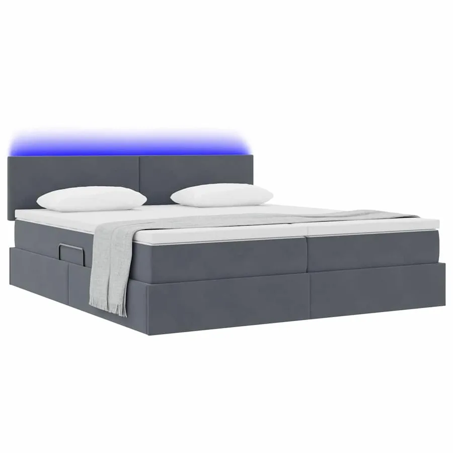 Lit de rangement LED avec matelas Gris foncé 180 x 200 cm - 3