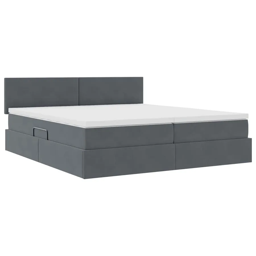 Lit de rangement LED avec matelas Gris foncé 180 x 200 cm - 6
