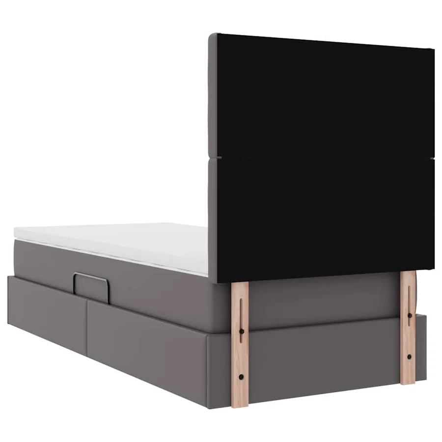Lit de Rangement Gris 100 x 200 cm Cuir synthétique - 11