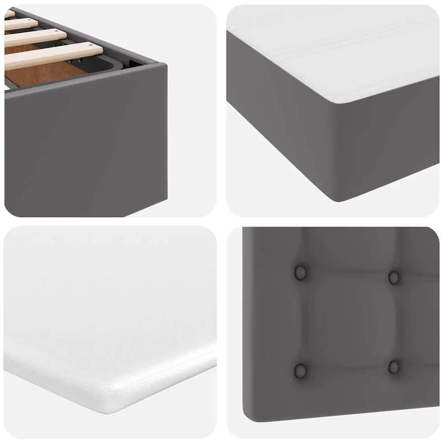 Lit de Rangement Gris 100 x 200 cm Cuir synthétique - 12