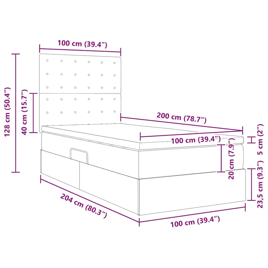 Lit de Rangement Gris 100 x 200 cm Cuir synthétique - 15