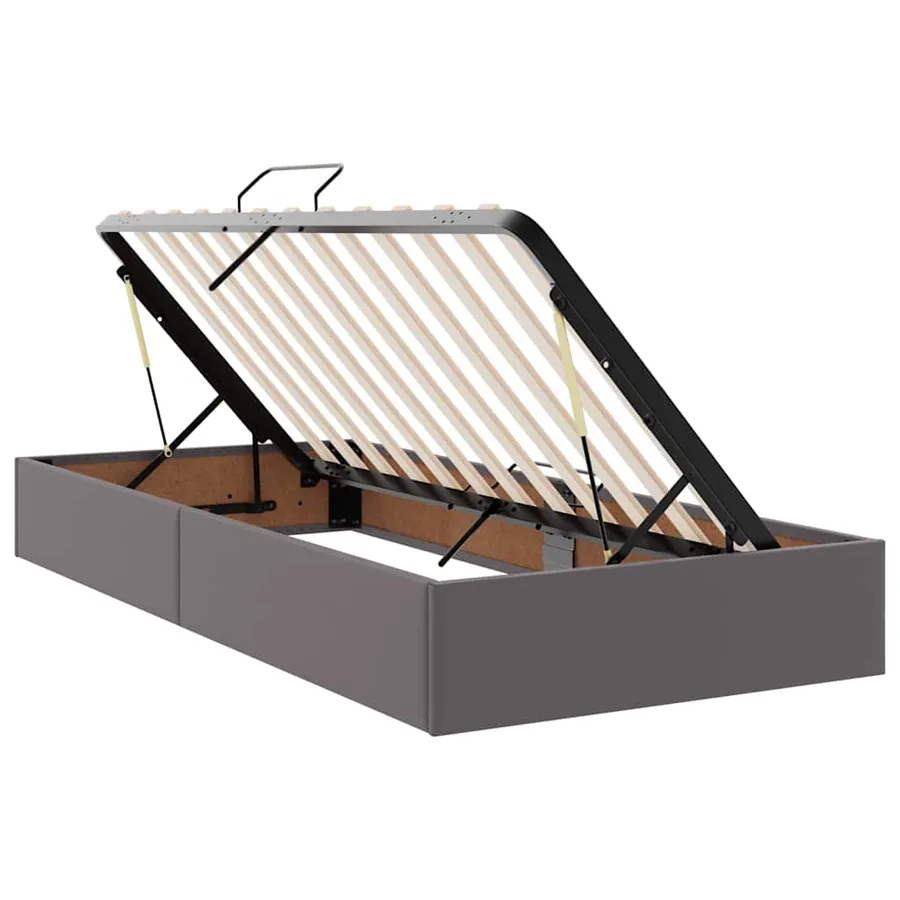 Lit de Rangement Gris 100 x 200 cm Cuir synthétique - 6