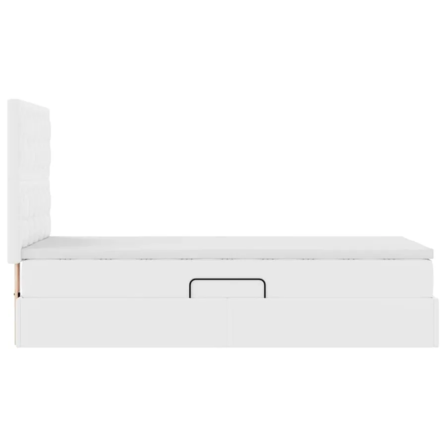 Lit avec rangement et LED Blanc pur 90 x 190 cm Simili cuir - 11