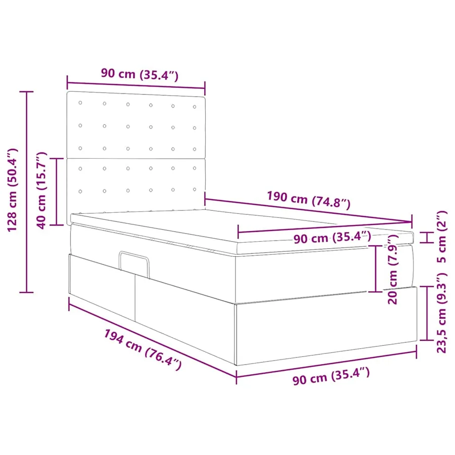 Lit avec rangement et LED Blanc pur 90 x 190 cm Simili cuir - 17