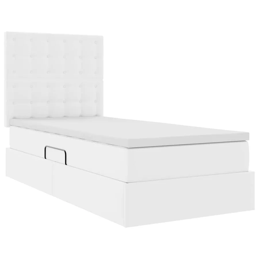 Lit avec rangement et LED Blanc pur 90 x 190 cm Simili cuir - 6