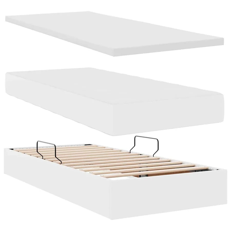 Lit avec rangement et LED Blanc pur 90 x 190 cm Simili cuir - 9