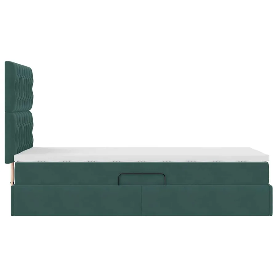 Lit avec rangement et matelas Vert foncé 90 x 190 cm Velours - 10