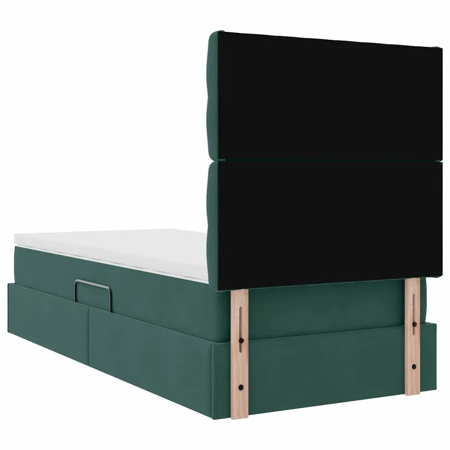 Lit avec rangement et matelas Vert foncé 90 x 190 cm Velours - 11