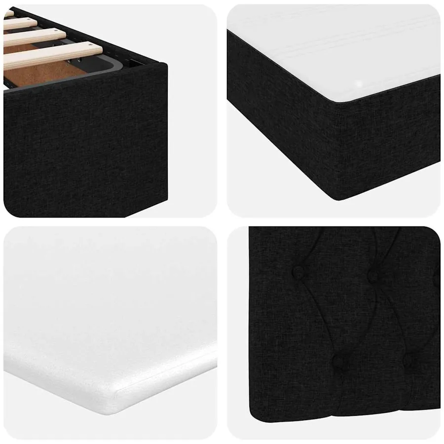 Lit avec rangement et matelas avec tête de lit Noir 90 x 190 cm - 12