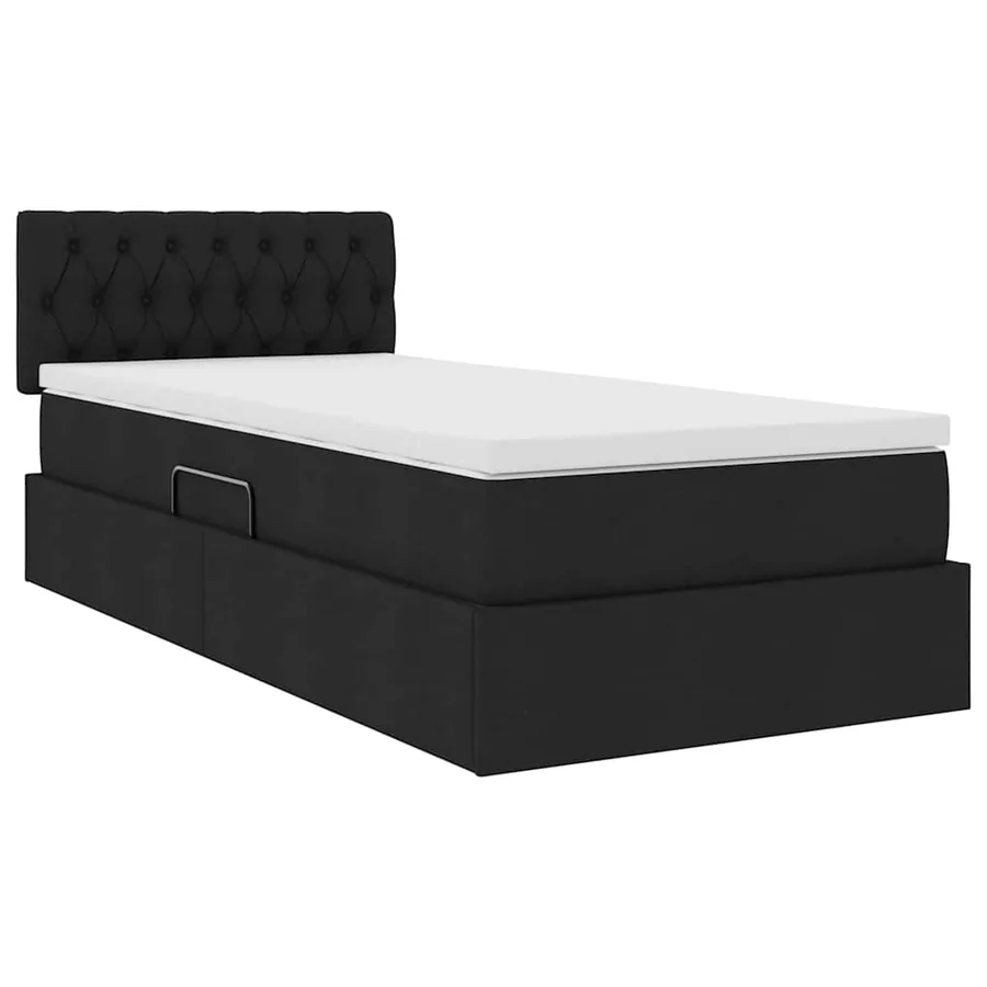 Lit avec rangement et matelas avec tête de lit Noir 90 x 190 cm - 5