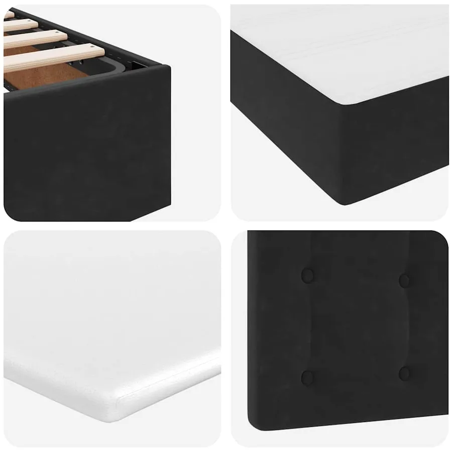 Lit de rangement LED avec matelas Noir 90 x 200 cm Velours - 13