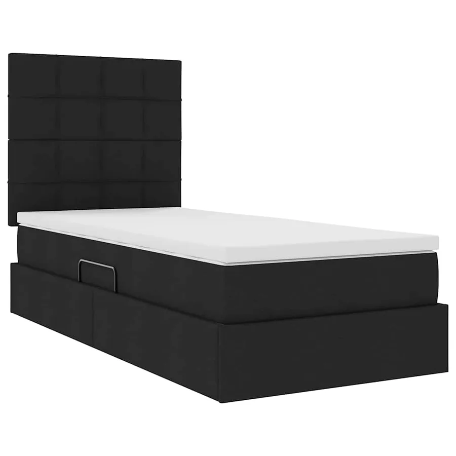 Lit de rangement LED avec matelas Noir 100 x 200 cm Tissu - 6