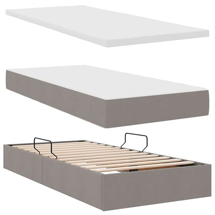 Lit de rangement LED avec matelas Taupe 90 x 200 cm Tissu - 9