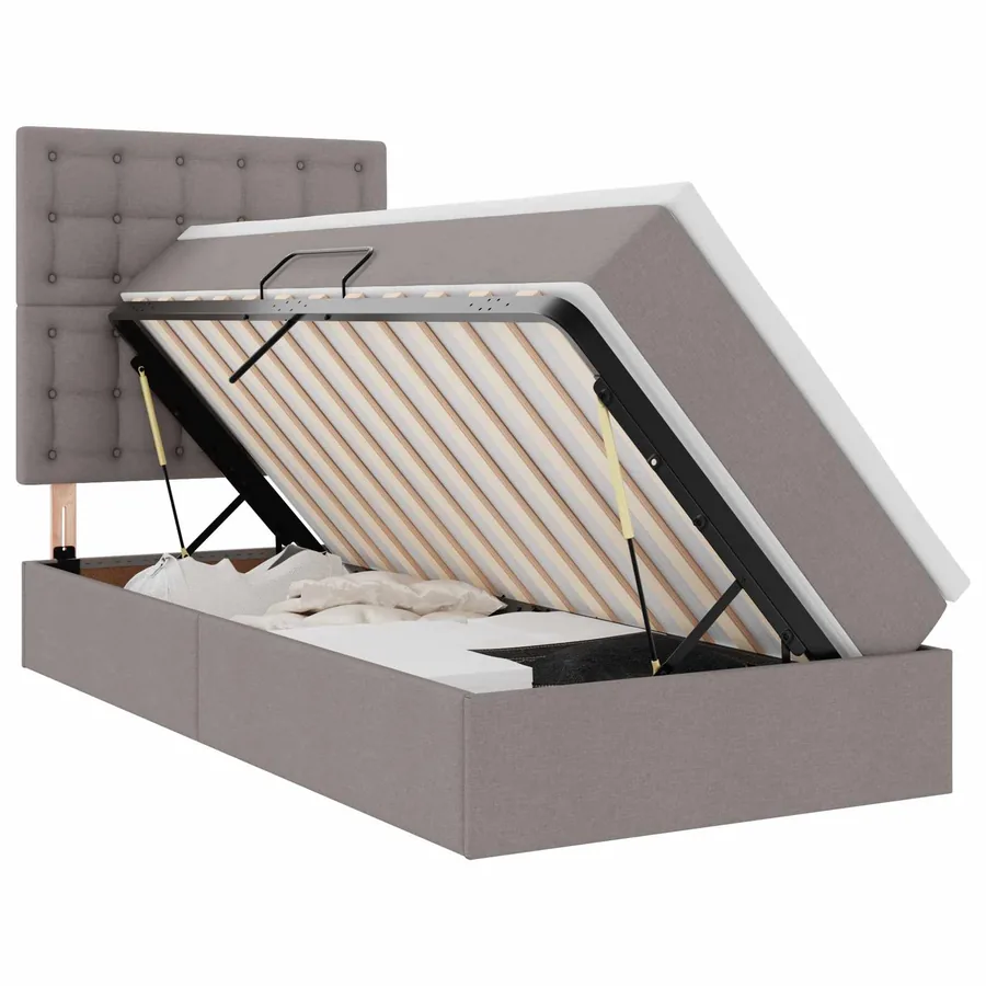 Lit de rangement LED avec matelas Taupe 90 x 200 cm Tissu - 2
