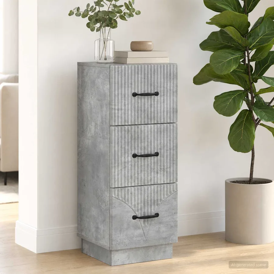 Armoire à tiroirs Gris béton 33 x 34,5 x 87 cm