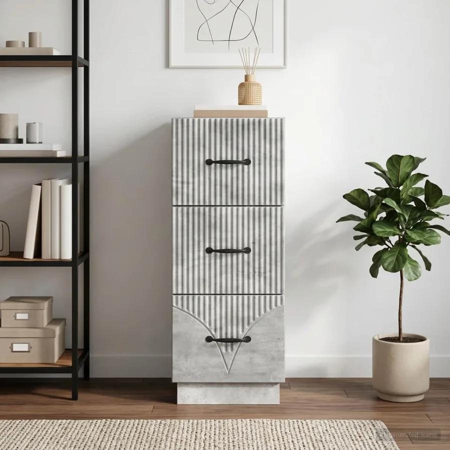 Armoire à tiroirs Gris béton 33 x 34,5 x 87 cm - 4