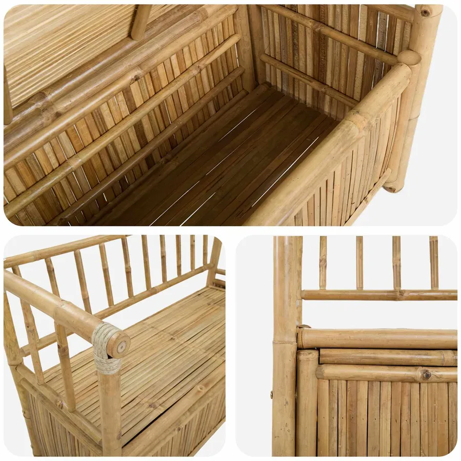 Banc de Rangement de Jardin 110 x 47 x 80 cm Bambou Naturel - 7