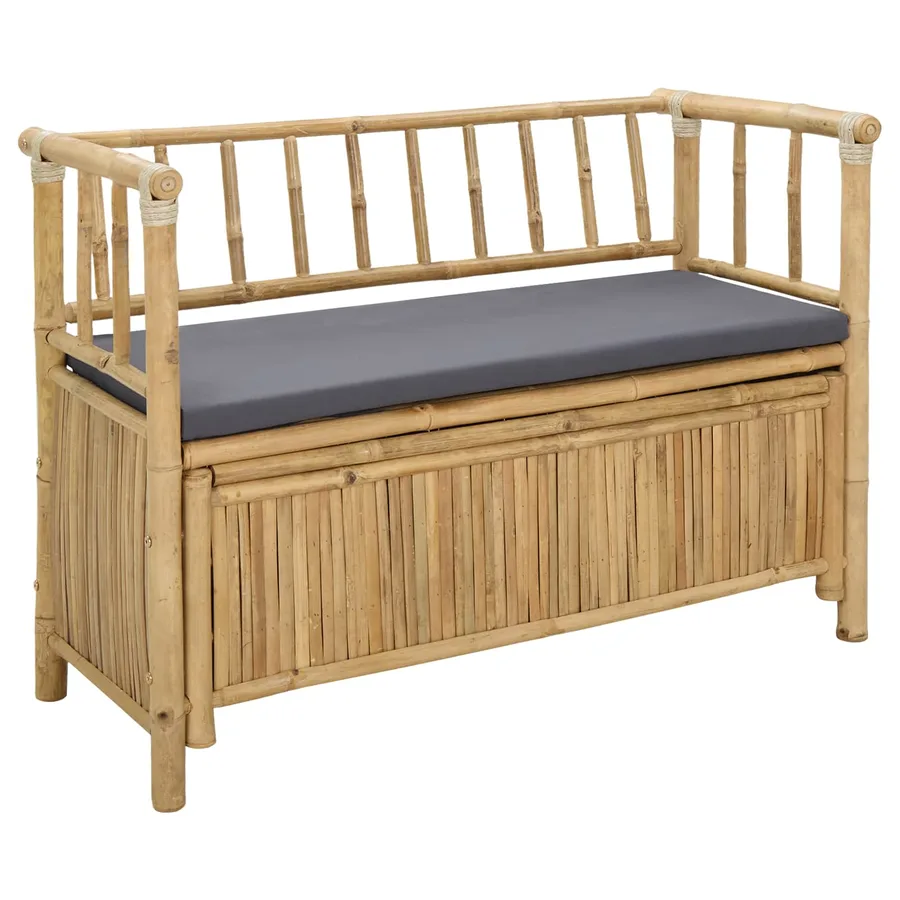 Banc de Rangement de Jardin 110 x 47 x 80 cm Bambou Naturel - 2